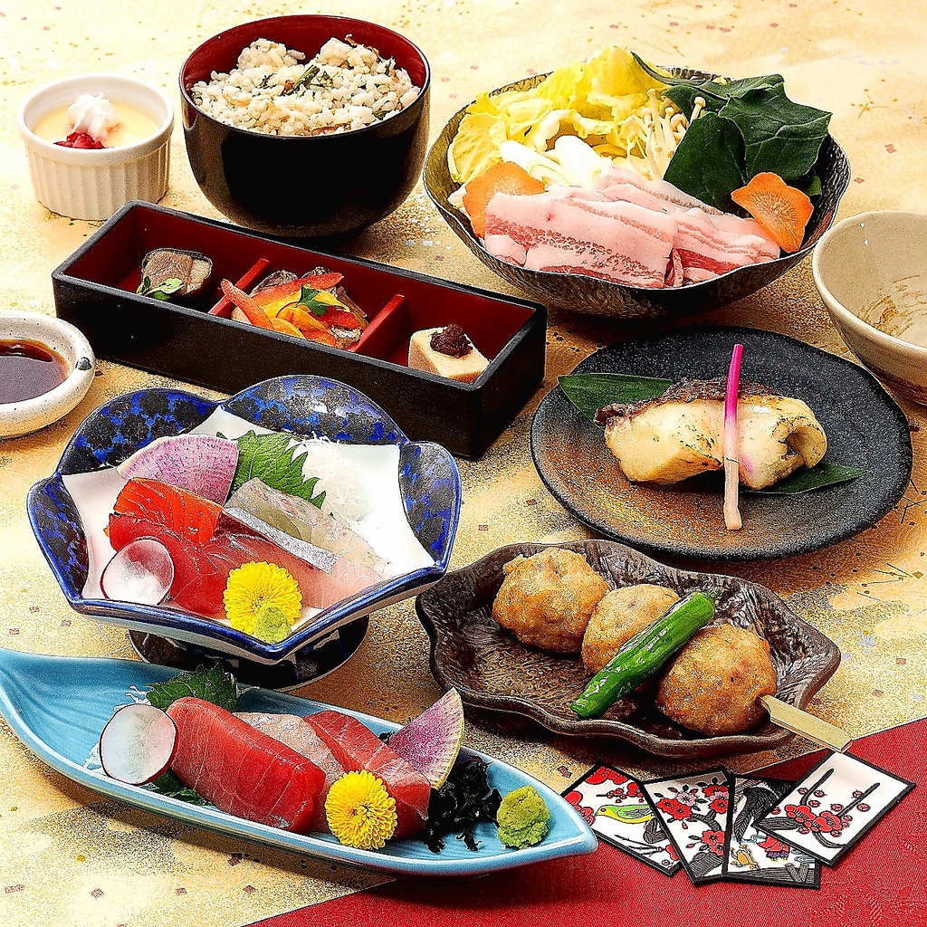 【90分飲放題付】6,500円まぐろと旬菜まぐろ食べ比べコース。【20名様までは一皿出し】