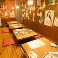8～18名様までのご宴会にぴったり！全席掘りごたつ席でゆったりくつろぎながら、本格韓国料理とお酒を満喫。店内に流れるK-POPが韓国気分を盛り上げ、会話も弾む楽しい時間を演出します。（千葉駅／千葉中央／居酒屋／韓国／サムギョプサル／海鮮／肉／飲み放題／女子会）