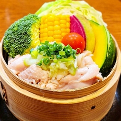 鶏ねぎ塩と野菜のせいろ蒸し
