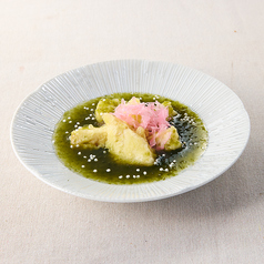 揚竹の子あおさ餡かけ