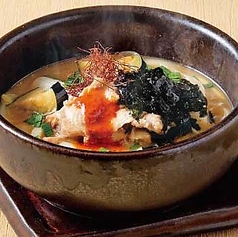 韓国仕立て 石焼き鶏白湯スープのおうどん（温）