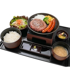 とろけるハンバーグとソーセージ御膳 Mサイズ(200g)