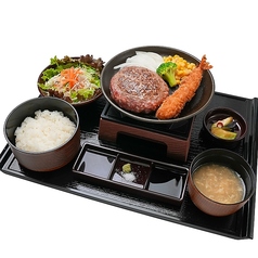 とろけるハンバーグと海老フライ御膳 Lサイズ(250g)