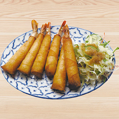 海老の春巻き　ポーピアークン　Fried-shrimp spring rolls
