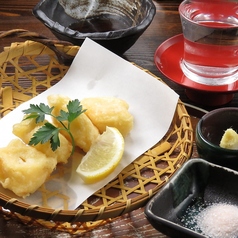 とろろの天婦羅/れんこんの梅カツオ揚げ/さきいかの天婦羅　各