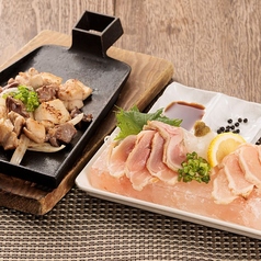 奥州美鶏の鉄板焼き＆たたき岩塩盛り