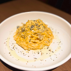 きのこと明太子のクリームパスタ