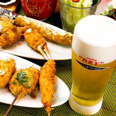 串揚げにはやっぱり生ビール♪もちろん飲み放題でも！