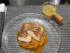 琉球スギ ぬか漬けのコンフィと焼き茄子のトマト煮 クスクス添え