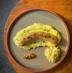 自家製ソーセージ　季節野菜のピューレ