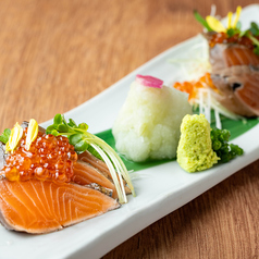 富士サーモンの炭火たたき～イクラのっけ～