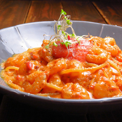 小エビ明太トマトクリームパスタ