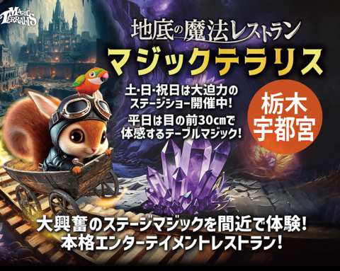 大興奮のステージマジックを間近で体験！本格エンターテインメントレストラン！