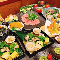 ちょっと豪華なご宴会に。お肉やお刺身、天ぷらが楽しめる「讃岐彩(いろどり)」コースは2時間飲み放題付きの写真