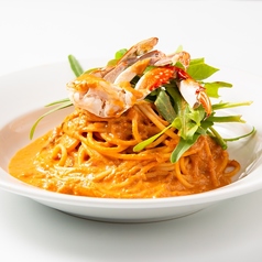 渡り蟹のトマトクリームパスタ