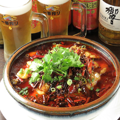 白身魚の四川煮(水煮魚)/薄切り豚肉の四川煮(水煮肉片)