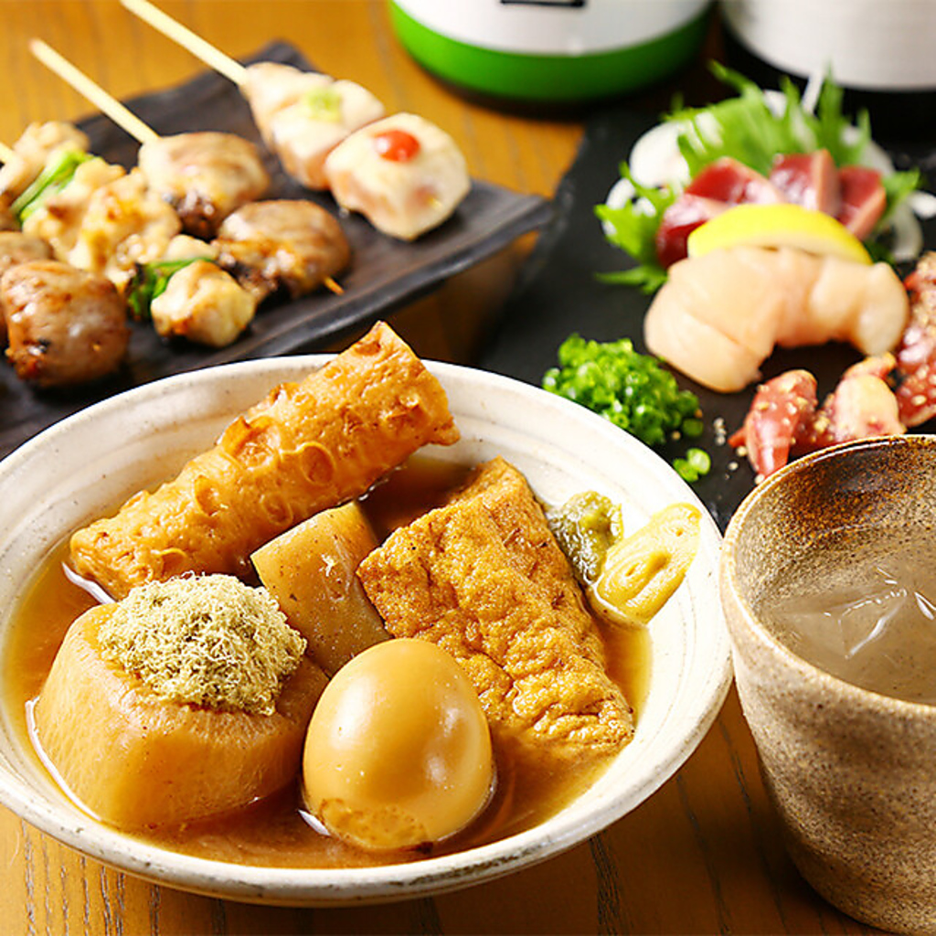 なんば/難波/心斎橋/居酒屋/地鶏/焼鳥/おでん/宴会/デート/接待/個室/貸切/飲み放題