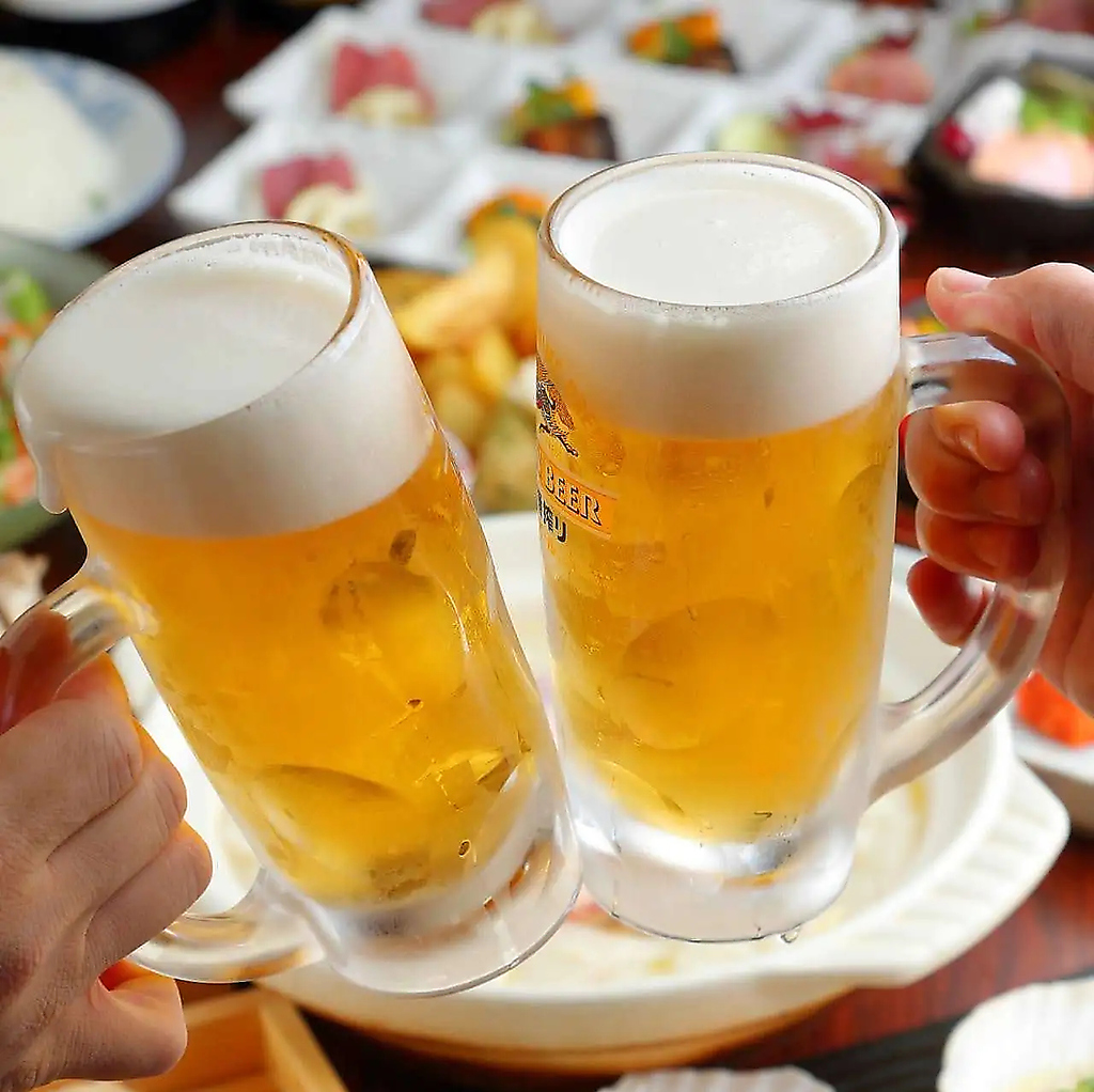 プレミアムモルツの生ビールも飲み放題！単品飲み放題をご用意しております