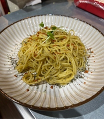 自家製高菜とベーコンのパスタ