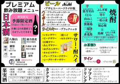 プレミアム飲み放題がおすすめ!コース料金プラス1000円