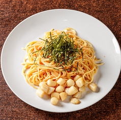 漬け貝柱と海苔の明太パスタ