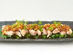 鶏せせりとニラの香味醤油かけ