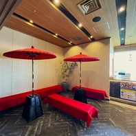 待合にもこだわりゆったりとした茶屋をイメージした造り