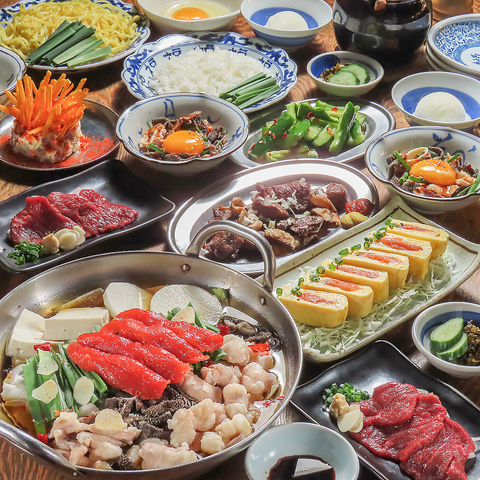 馬刺しと国産もつ鍋をメインとした九州料理とこだわり焼酎が勢ぞろいのお店です。