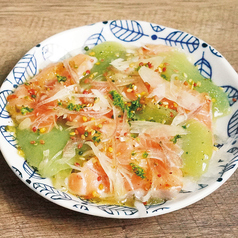 サーモンと刺身こんにゃくのパッチョ