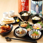 日本酒好きにはたまらないアテが5つと、選べる揚げ物に〆には季節のご飯付き！お得なクーポンも◎