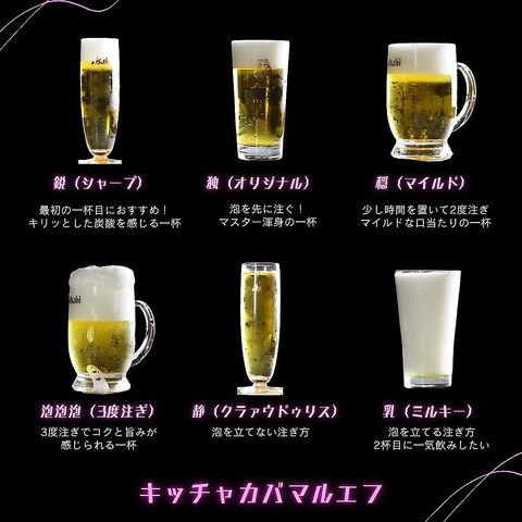 全６種類の注ぎ分けされたビールは絶品♪全種類飲んで違いを実感して下さい♪