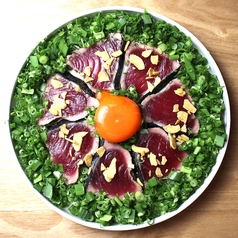 本鰹の藁たたき　葱韮月見