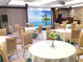 【貸切パーティー会場（ラグーン）】　着席：31～40名、立食：最大60名。プロジェクター他、基本設備は全て揃っています（無料）。