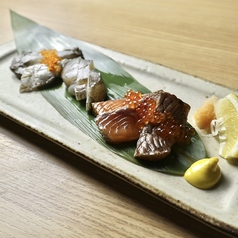 鮮魚のレア黒焼き3種盛り合わせ