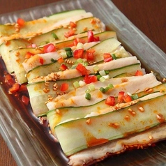 ゆで豚肉のにんにくソース