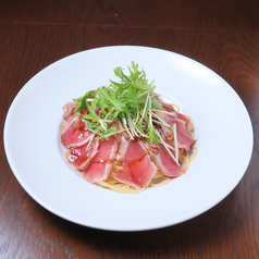 塩釜マグロの冷製パスタ 葉山葵と酒粕風味