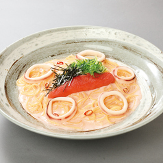 博多明太子とイカのクリームスパゲッティ
