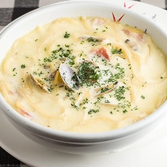 ギリシャのスパゲティ　Cream Soup Based Spaghetti With Clams