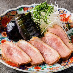 茄子の煮浸しと鴨ロース