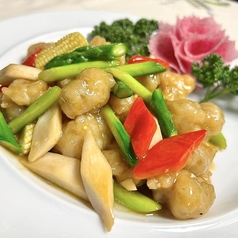 鱧とアスパラの醤油炒め