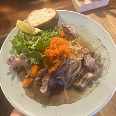 タコとトビッコのペペロンチーノ