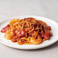 海老と燻製ベーコンの旨辛アラビアータ Spicy & Savory Arrabbiata