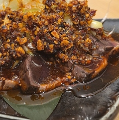 戻り鰹のたたき 自家製じゃこラー油