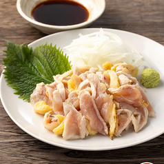奥州美鶏むね肉の炙り刺し ～わさび醤油で～