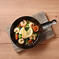 菜の花のシチリア風ガーリックシュリンプ