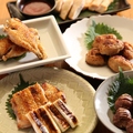 料理メニュー写真 かわ(首皮)/砂ずり/心ぞう/なんこつ(ひざ軟骨)/ヤゲン軟骨(ムネ軟骨)