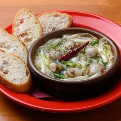 帆立とネギのアヒージョ