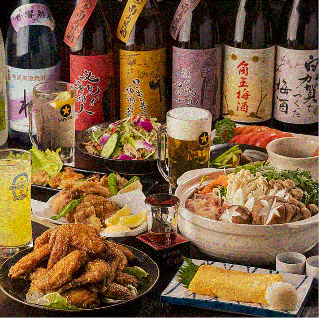 2時間飲み放題付コースは4000円～！名物手羽先などコスパ◎の内容！