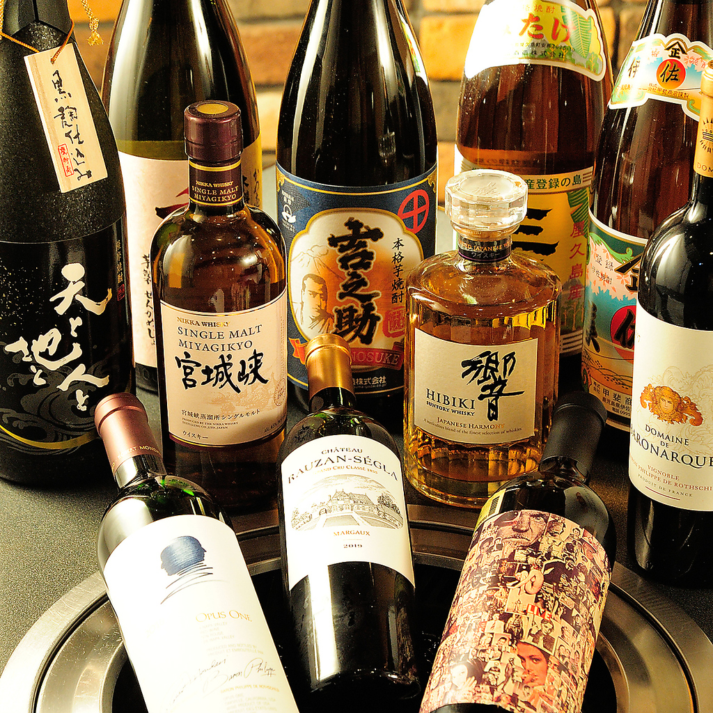 コース料理に+2200円(税込)で、飲み放題をお付けできます。ビール、日本酒、焼酎、ワインなど豊富◎