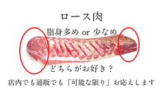 ロース肉は部位によって大きさ、脂身のノリ方も違いますの写真